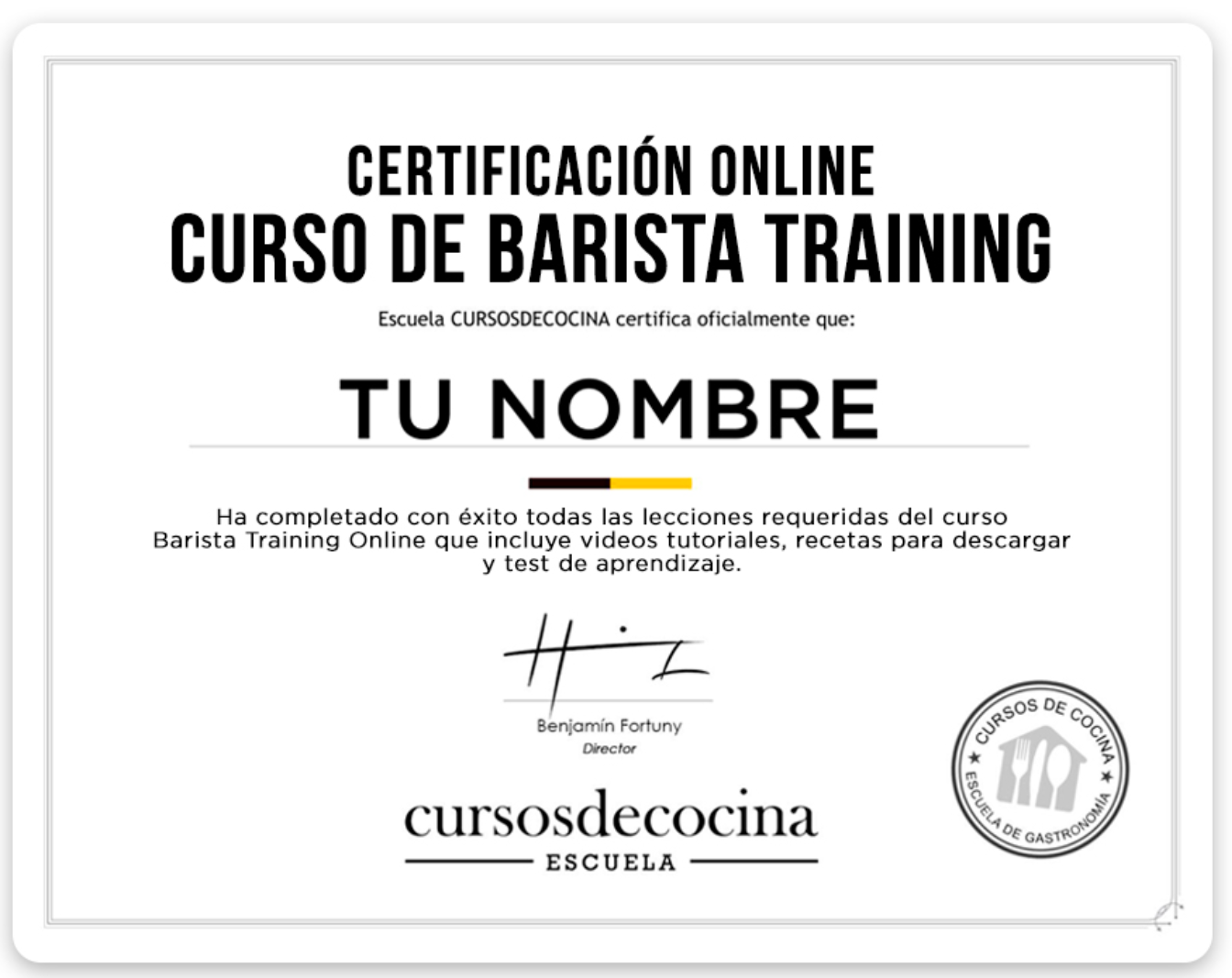 certificado barista