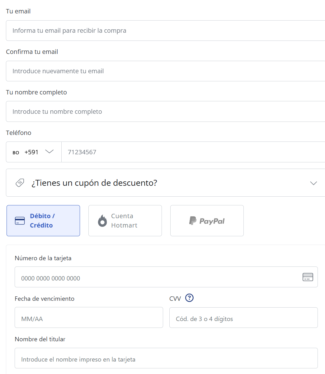 formulario hotmart